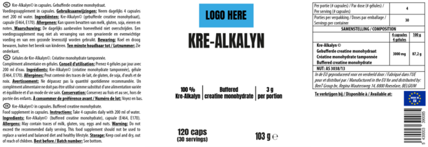 Your Brand Store - Kre-Alkalyn - 120 caps - label info